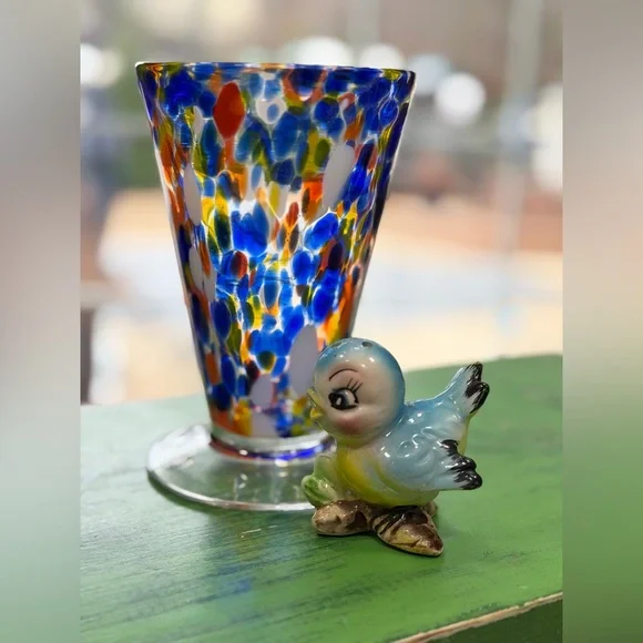 Signature Hand-Blown Confetti Glass | Vase.  Multicolored 6.25"×4" EUC - Picture 2 of 6